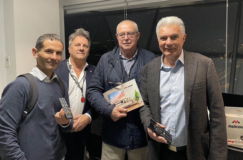Da sinistra: Luca Cucciniello, responsabile marketing Meliconi, Stefano Garbi, export manager Meliconi, Jose Puig, responsabile commerciale Meliconi ES, Riccardo Meliconi, presidente Meliconi.
