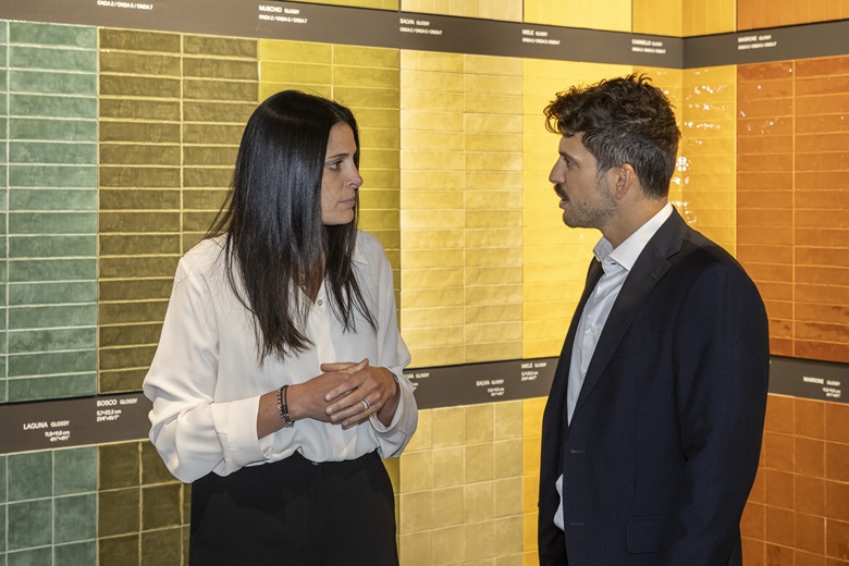 Da sinistra: Beatrice Lucchese, Chief Executive Officer di Florim e Filippo Maggioni, Chief Commercial Officer di Kerakoll Group