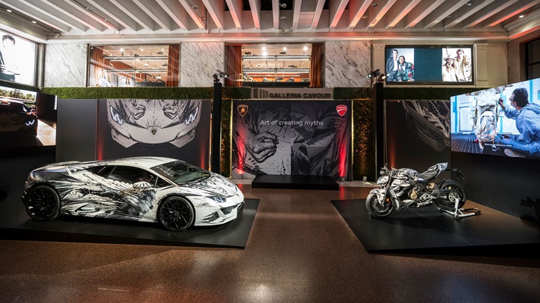 “Art of creating myths”: Automobili Lamborghini e Ducati insieme nel segno dell’arte di Paolo Troilo