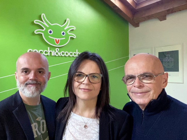 Da sinistra, Davide Cocchi, Gloria Cocchi e Ivan Cocchi