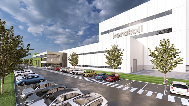 Il rendering del nuovo stabilimento produttivo di Kerakoll Group a Preston, nel Regno Unito