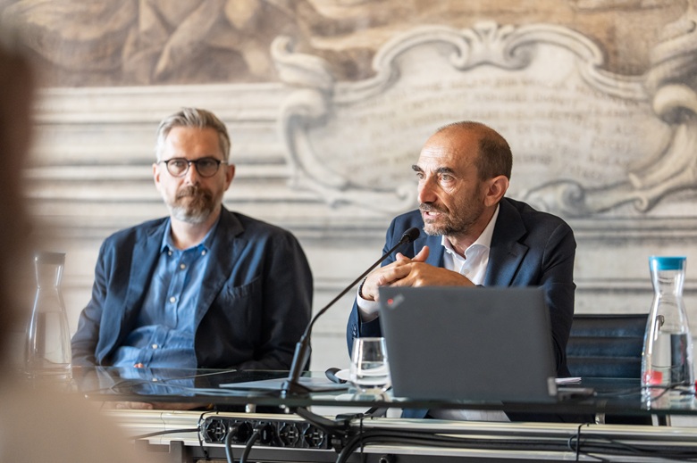 Da sinistra, il sindaco di Bologna Matteo Lepore e l'ad di Ducati Claudio Domenicali