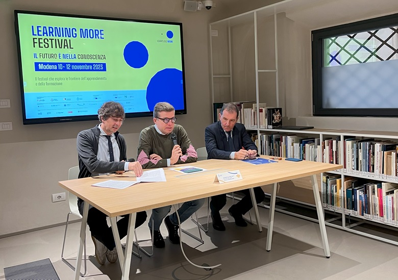 Un momento della conferenza stampa di presentazione del Learning More Festival 2023