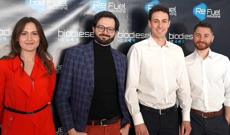 Da sinistra, Rexhina Saraci, Marco Di Mola, Federico De Pietri e Adriano Cordisco di ReFuel Solutions