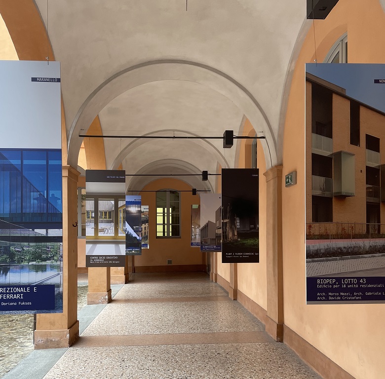 Alcune opere esposte alla Mostra d’Architettura “Circolare” al cortile del Leccio a Modena, organizzata dall'Ordine Architetti Modena