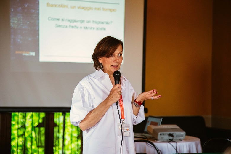 Irene Castelli, CEO di Bancolini Symbol e rappresentante della terza generazione di una famiglia di imprenditori all'evento per i 40 anni dell'azienda