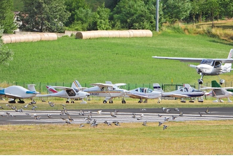 Foto d’archivio della fiera aeronautica internazionale VFR & FUN 2021 (crediti Paolo Pierotti): Atterraggio di un ultraleggero