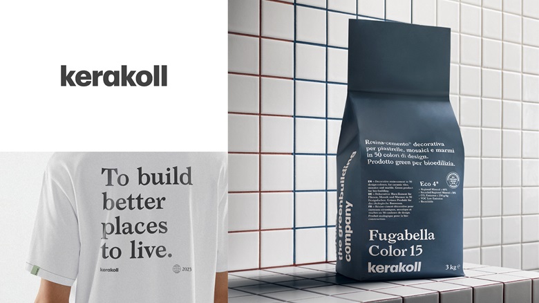 Il packaging di Fugabella Color, espressione della nuova corporate identity di Kerakoll