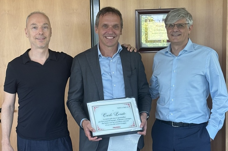 Da sinistra: Cristian Pederzini, Fondatore e Presidente del Gruppo Italpizza, Carlo Lovato, rappresentante del socio uscente e Andrea Bondioli, Direttore Generale del Gruppo Italpizza