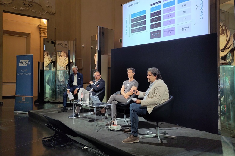 Da sinistra: Marcello Zacchè (Il Giornale), Andrea Salvaterra (ACS - Cyberlys), Marco Ramilli (IdentifAI) ed Ermanno Furlan (ACS - Cyberlys)